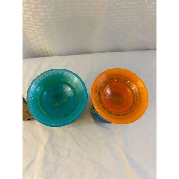2 Nuby sippy cups Monkey & Sea Creature Blue Orange lot 2016 - Picture 3 of 8